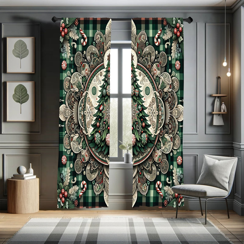  Rideaux de Noël, arbre de Noël mandala écossais