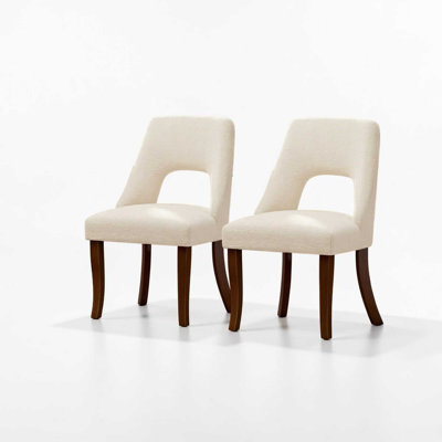 Nakenzie Upholstered Chenille Fabric Dining Chairs, Curved Solid Wood Legs, Elegant Tufted for Club Dining Room Kitchen Room