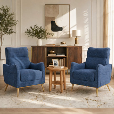 3-Piece Upholstered Accent Chairs with Side Table Set