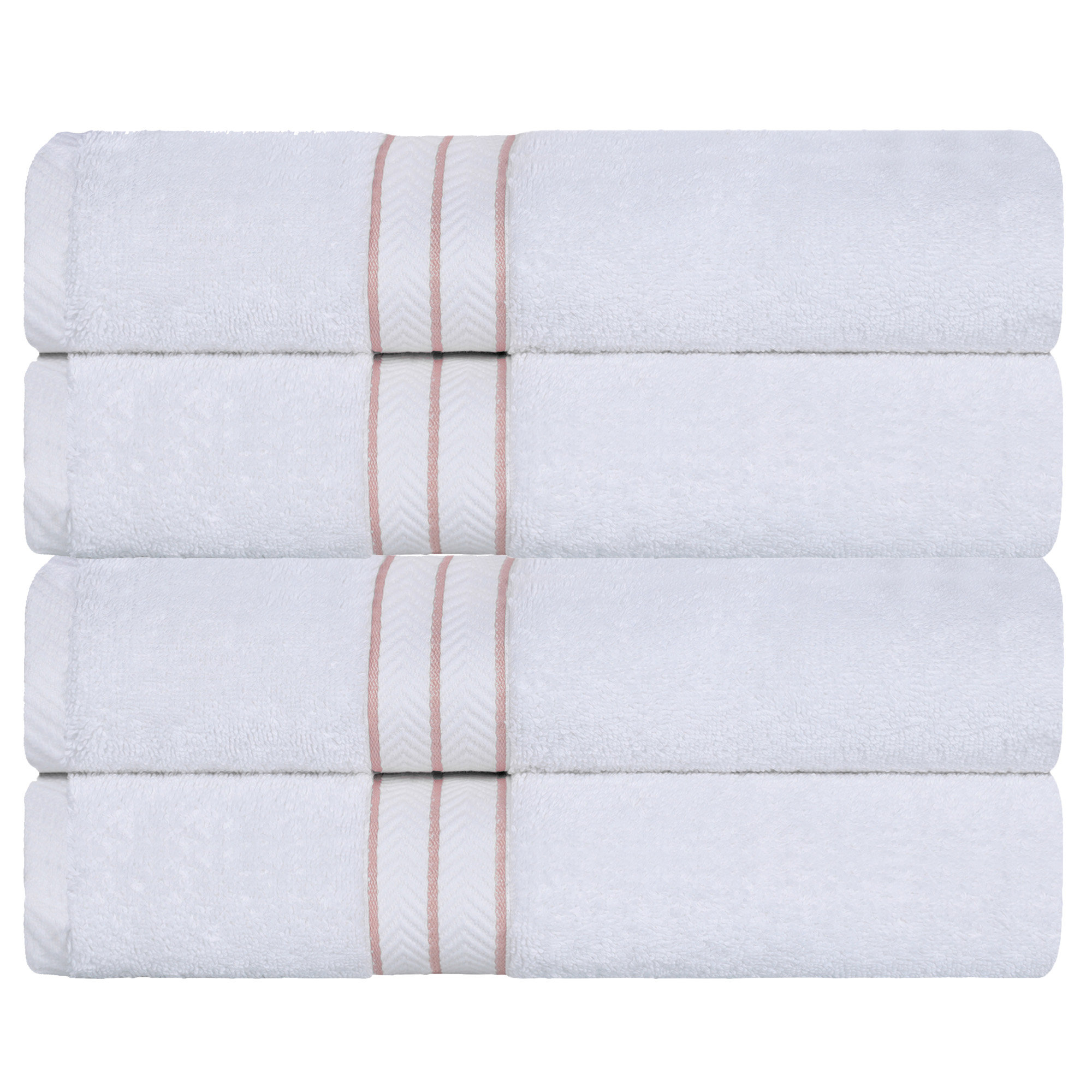 Josann Turkish Cotton Ultra-Plush Solid 4 Piece Bath Towel Set, Tea Rose