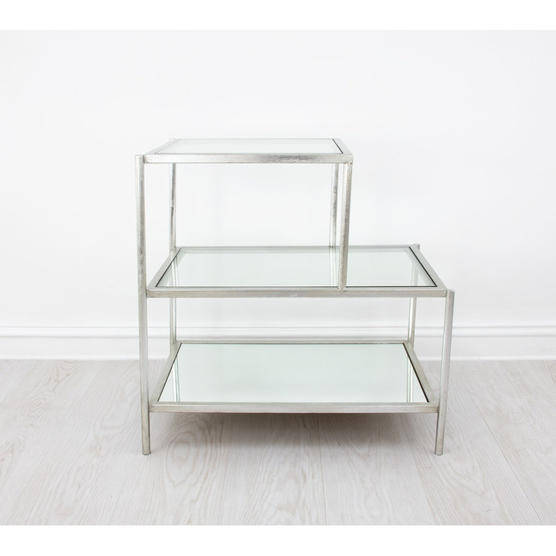 Hanna End Table, Antiqued Silver Leaf
