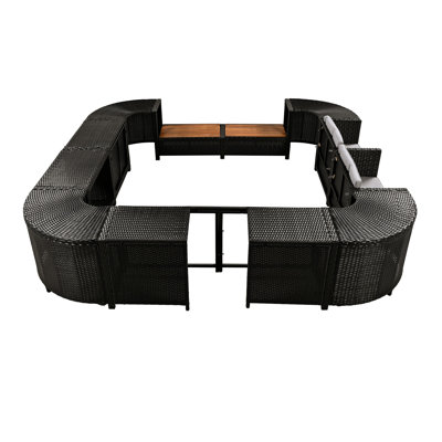 Outdoor Sectional With Mini , Waterproof Cushions, And Versatile Storage, Grey Metal For Cushions