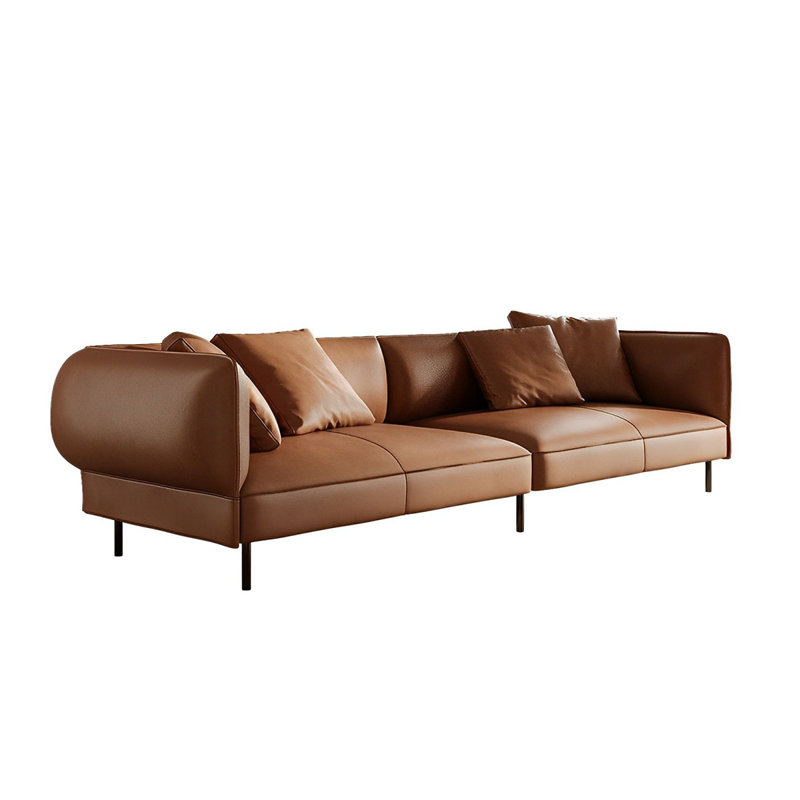 Canapé en cuir rétro italien rétro, H 26,77 po x l 110,23 po x P 41,33 po