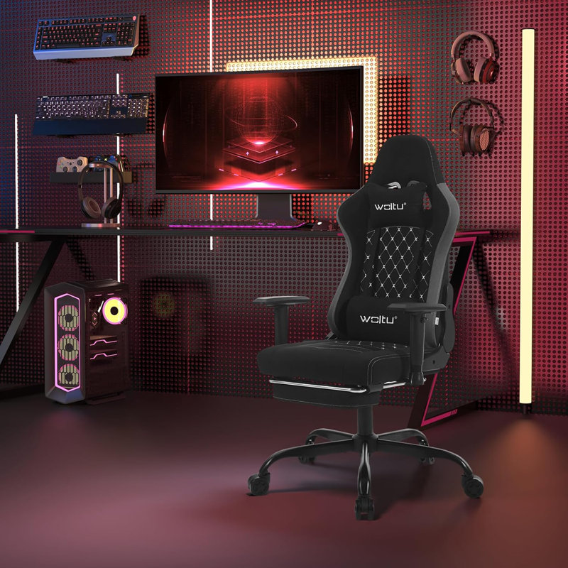 Metro Lane Adjustable Reclining Swiveling PC & Racing Game Chair, Black / Grey