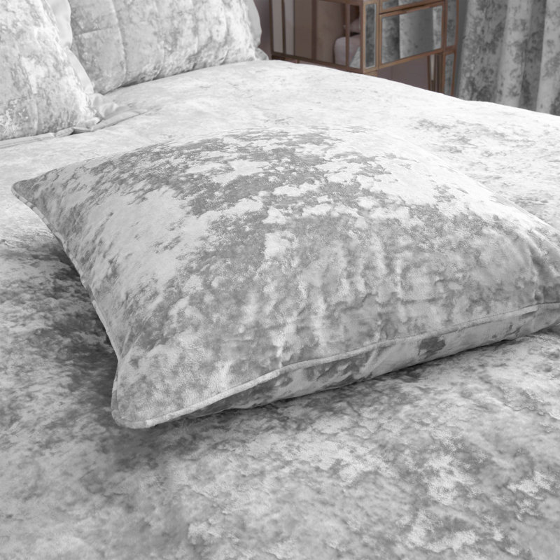 Crushed Velvet Cushion with Filling, Square 55cm, Silver