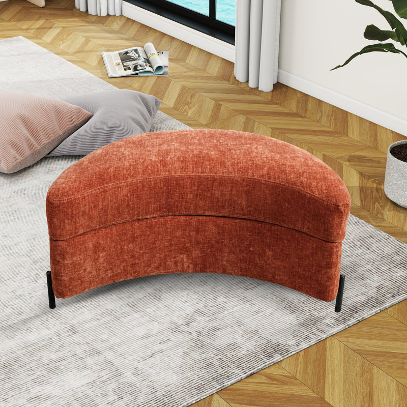 Achorn Upholstered Ottoman, Terracotta Chenille
