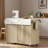 Fluted Kitchen Island With Drop Leaf, Power Outlet, Towel Rack, Spice Rack And Open Compartment-1673766759