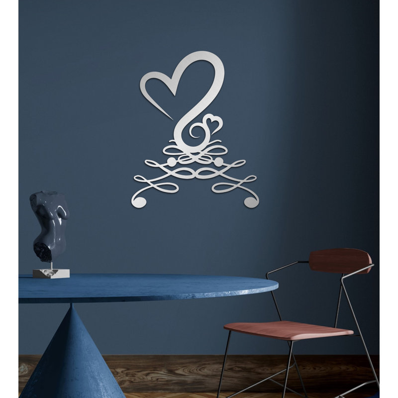 Décoration murale en métal Love & Infinity, cadeau de pendaison de crémaillère, H 45 po x l 36 po x P 0,5 po, Argenté mat