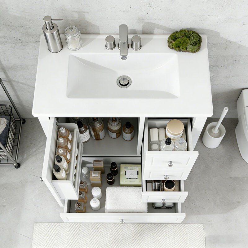 Meuble-lavabo 30 po avec lavabo, Gris