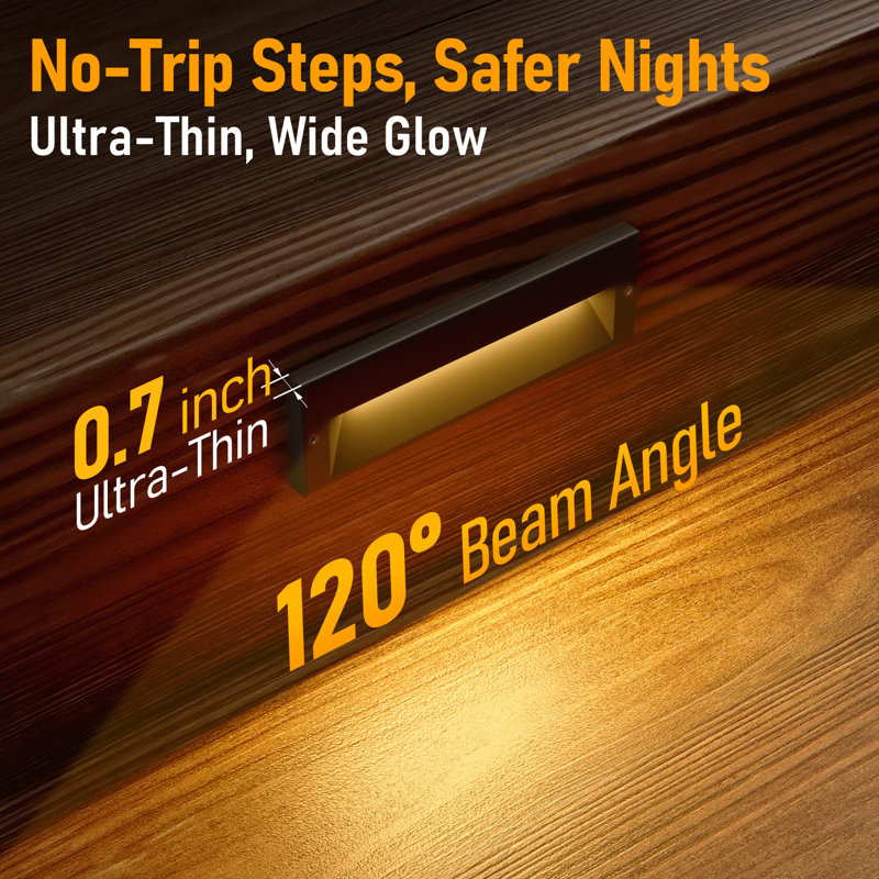 10.6" 5CCT Ultra-thin Surface Mount LED Step Lights, Low Voltage Deck Light, 12-24V AC/DC, Aluminum Outdoor LED Stair Lights for Decks, Oil Rubbed Bronze