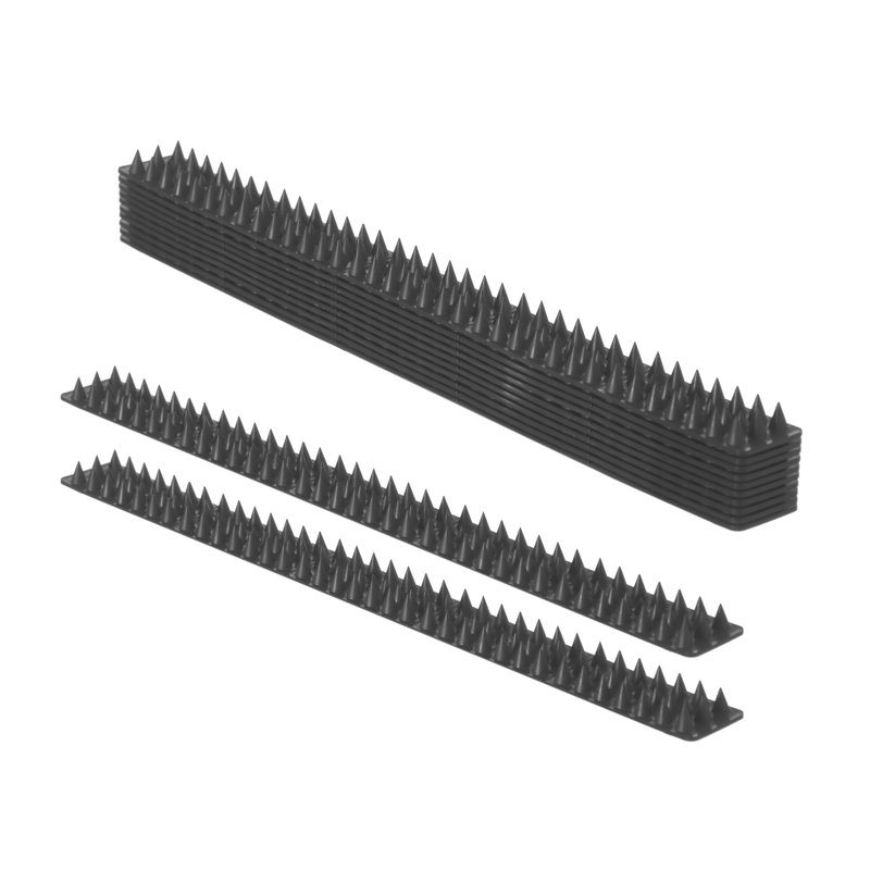 Pack of 10 Black Plastic Bird Deterrent Spikes for Fence and Wall