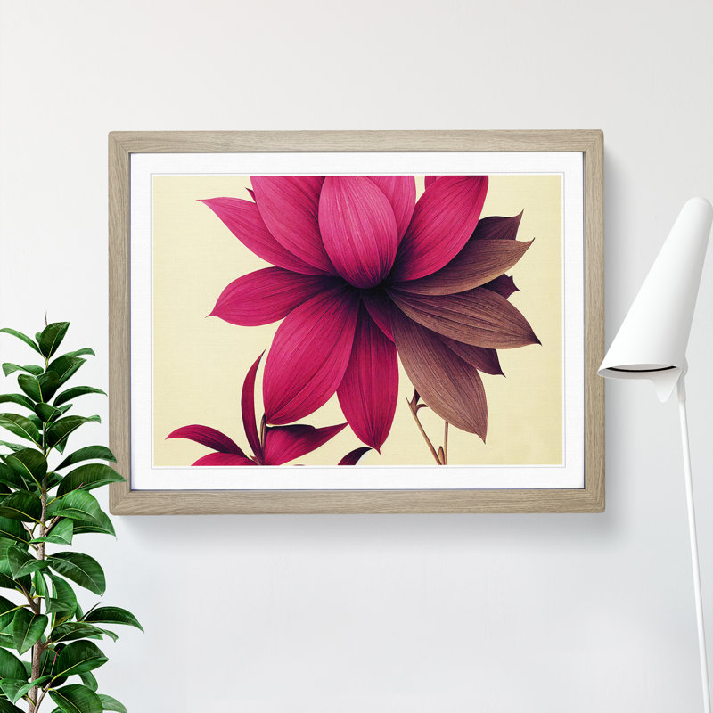 Blooming Flower - Single Picture Frame Print, Black, 25cm H x 34cm W x 2cm D