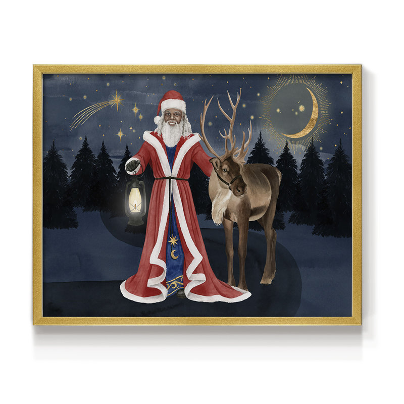 Celestial Christmas Collection A -Framed Print - Restickable, 8" H x 10" W, Gold