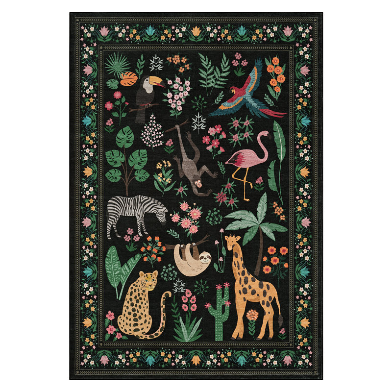 Washable Rugs for Living Room Area Rugs for Bedroom Scalloped Rug Modern Bordered Non Slip Kids Bedroom Carpet Stain Resistant Floor Cover