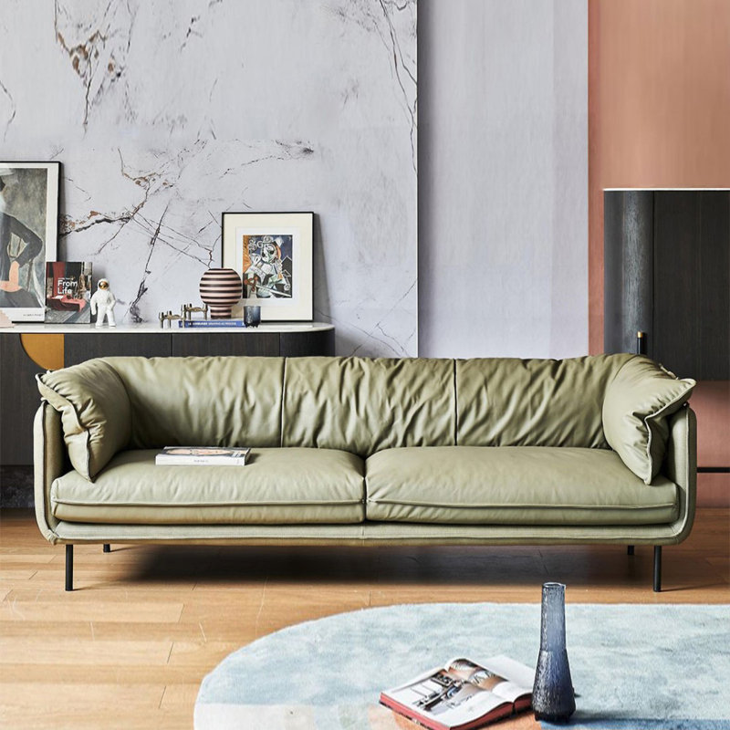 Causeuse-coussin standard en cuir véritable vert