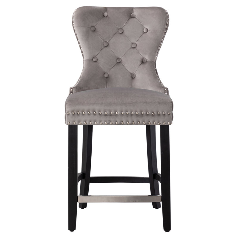 Tabouret de bar et de comptoir Kirsten, Tabouret de comptoir (siège d’une hauteur de 24, Gris / Cadre noir