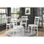 Table ronde décontractée blanche avec piédestal en bois, assise pour 4 personnes, base de salle à manger 4 places, look