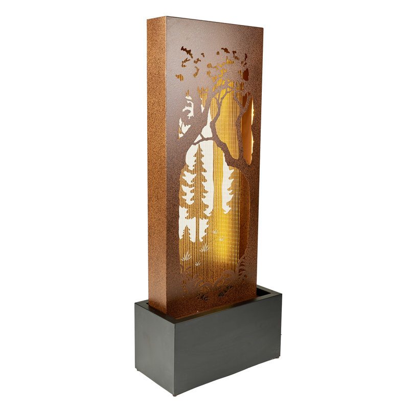 Handcrafted Indoor Outdoor Column Fountain with Lights