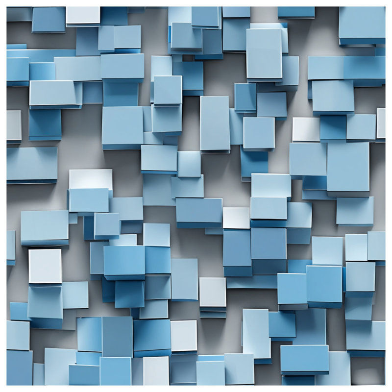 Housses de couette bleues à blocs 3D, King