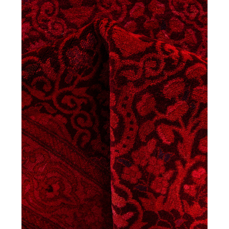 Overdyed Hand-Knotted Wool Modern-Contemporary Pink Runner 2' 7" x 12' 4"