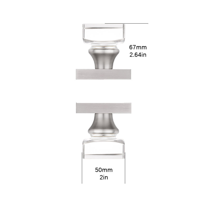 Faux boutons de porte en cristal Modern Grace Series, Nickel satiné