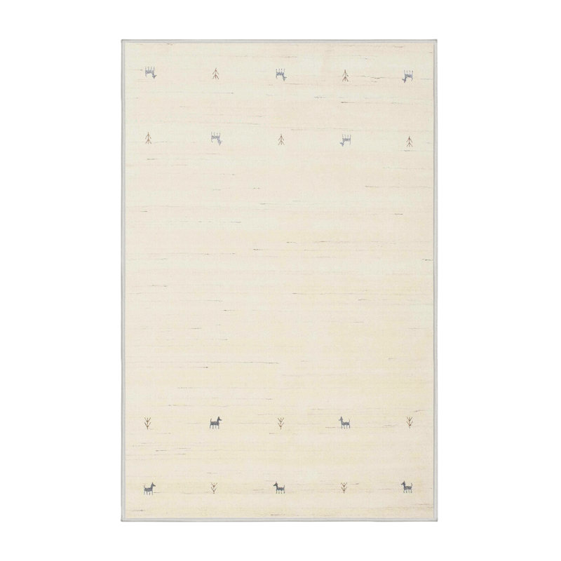 Tapis de zone crème contemporaine Adorian, Rectangle 2 pi x 4 pi