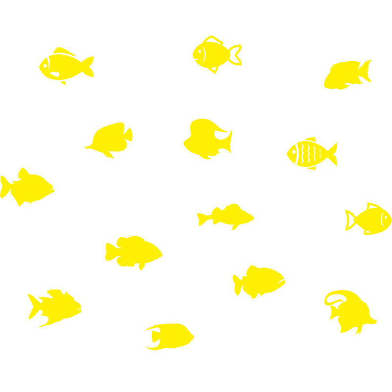 Décalcomanie murale "school of fish version 2" (ensemble de 14) Boley, Jaune
