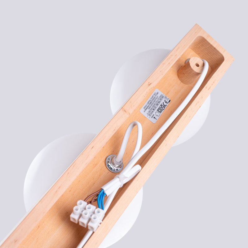 Bulbo Solid Wood Flush Mount, 46x12x16 cm, 3 Lights
