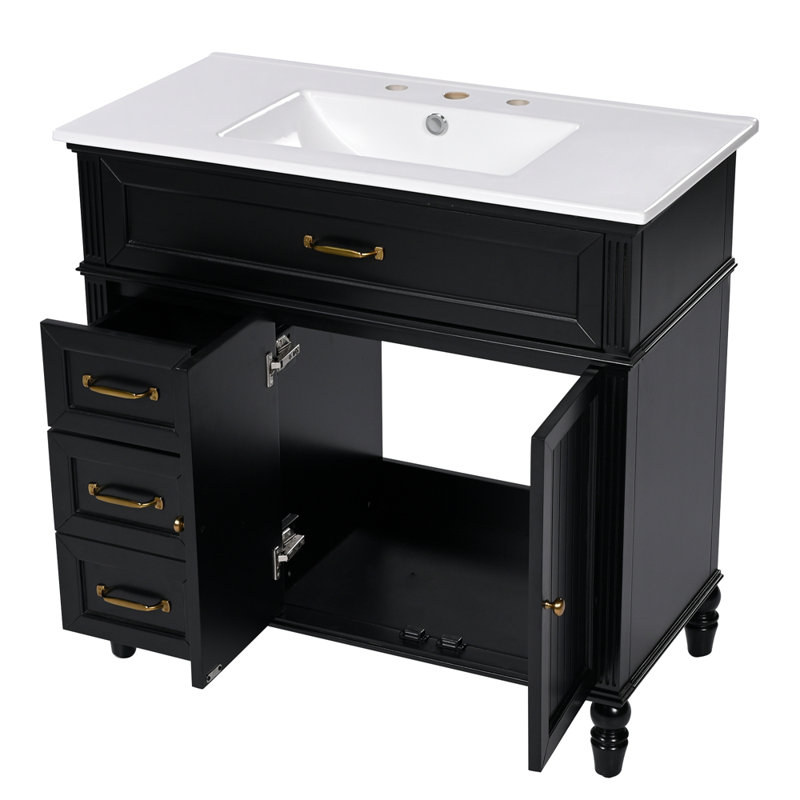 Meuble-lavabo 36 po avec lavabo, Noir, noir, noir, noir