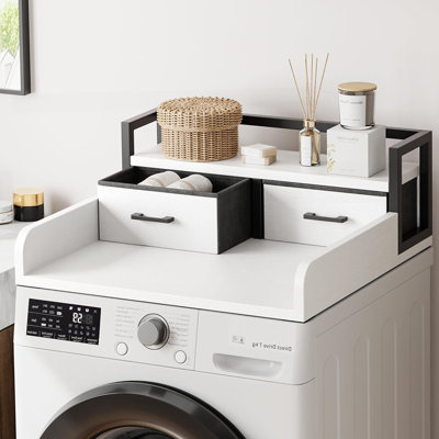 2-Tier Washer Dryer Countertop with Shelf & 2 Drawers, Laundry Topper for Folding & Storage