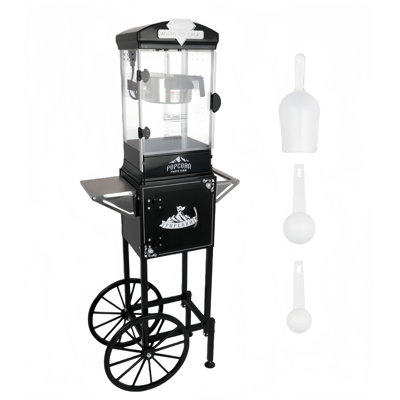Popcorn Machine With Cart ,Wheels & 10 Oz Kettle Popcorn Maker Measuring 3 Plastic Spoon Home Theater Popcorn Machine