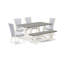 Ensemble de table 6 pièces - 4 chaises Parson en tissu de lin gris avec têtes de clou et table de salle à manger en bois - 1 banc de cuisine - brosse métallique.-741309651-741309648-682382206