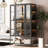 Modern Steel Display Cabinet with 3-Sided Glass and Integrated LED Lighting-129159031