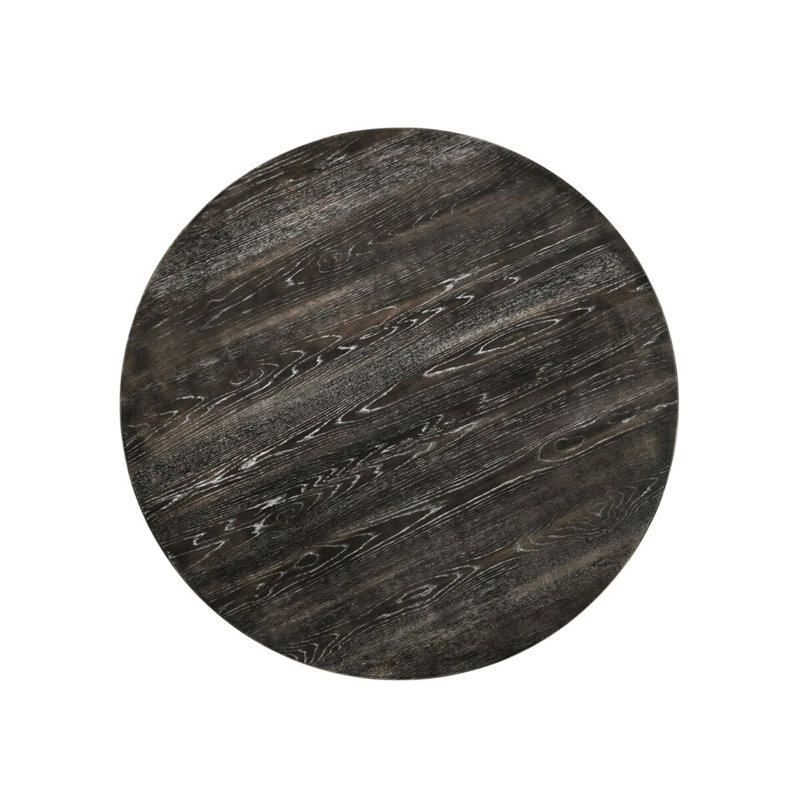 Table de salle à manger simple à piédestal rond avec placage en chêne noueux vieilli et fabrication, colonne Empire de 14 po pour le soutien, profondeur de 47 po, largeur, hauteur de 36 po, 99 lb, centre de la pièce fonctionnelle