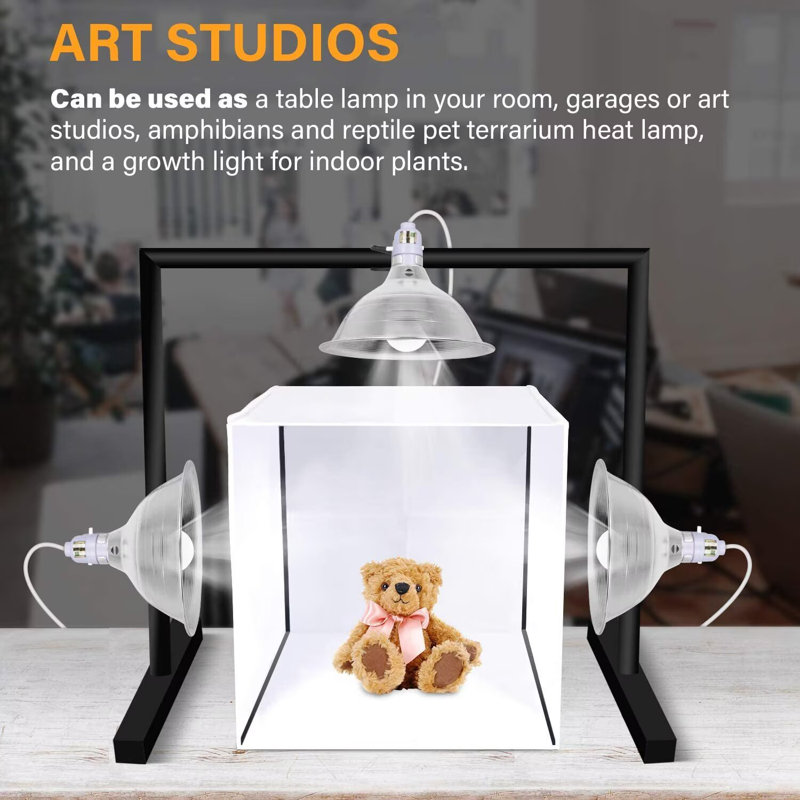 Ensemble de 2 lampes à pince simple de luxe avec réflecteur en aluminium de 8,5 pouces jusqu'à 150 watts E26 (sans ampoule incluse), 6 pieds 18/2 SPT-2, argent et blanc