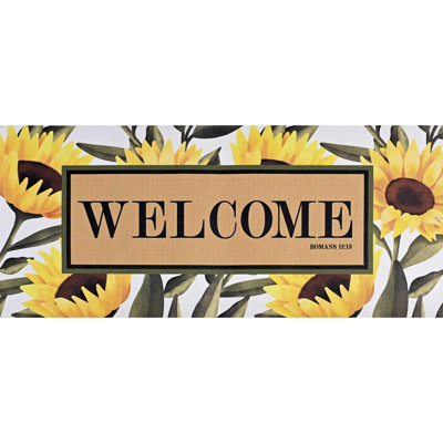 Doormat Insert Welcome Bright Sunflowers 22x10