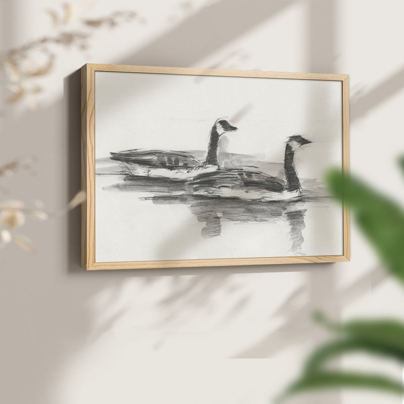Étude d'oies I - reproduction encadrée - réarmable, Naturel, H 11 po x l 14 po