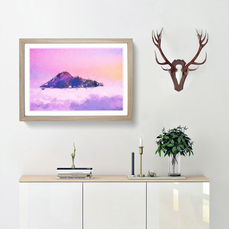 Mount Merapi in Indonesia in Abstract - Picture Frame Graphic Art Print, 36cm H x 48cm W x 2cm D, Oak Framed