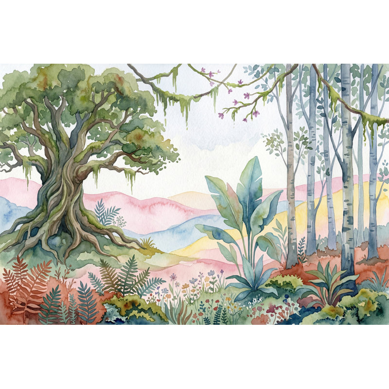 Papier peint forêt fantaisiste, forêt enchantée, 100 po x 96 po, Peler et coller