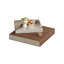 Table basse carrée en noyer et placage de marbre
