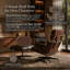 Chaise longue pivotante en cuir véritable et bois massif avec repose-pieds et accoudoirs pour le salon-1009362136