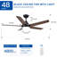 48 In Intergrated LED Ceiling Fan Lighting With Brown Wood Grain ABS Blade