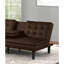 Futon canapé-lit de style contemporain à finition brune, siège convertible en siège capitonné et dossier rabattable avec porte-gobelet USB-362387246