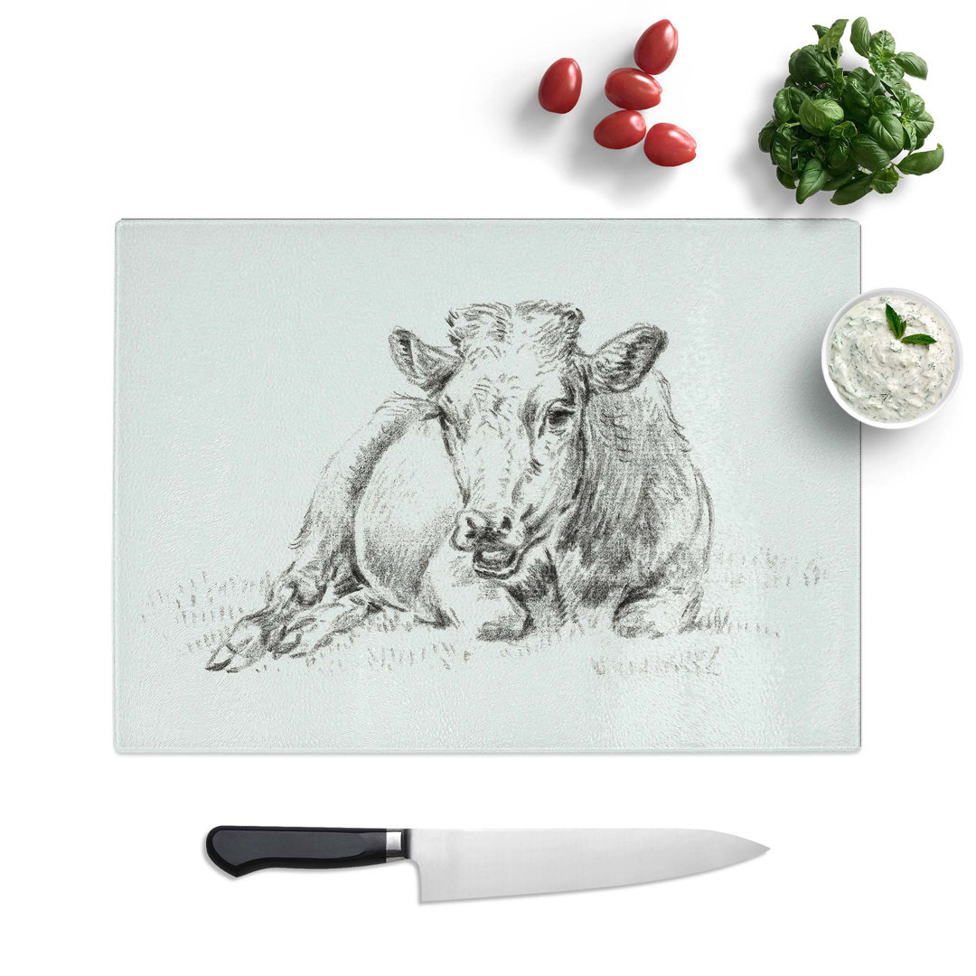 Tempered Glass the Resting Cow by Jean Bernard Chopping Board