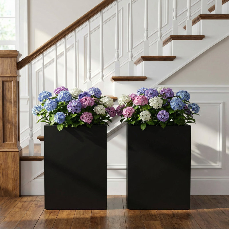 Jardinières rectangulaires en métal pour plantes d'extérieur, H 21 po x l 13 po x P 13 po