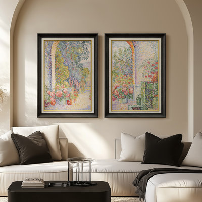 Set of 2 Premium Framed Art Vintage Abstract Artworks on Premium Canvas with 26"x36" Frame