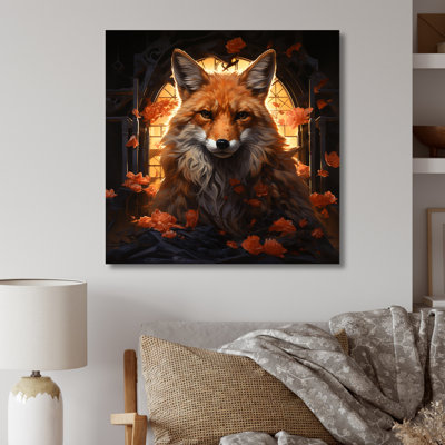 Fox Photo In Autuman III - Fox Animal Metal Wall Art