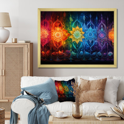 Chakras indou radieux arc-en-ciel - Art mural de l'hindouisme