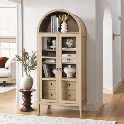 Nolan Tall Arched Storage Display Cabinet In Walnut Hickory