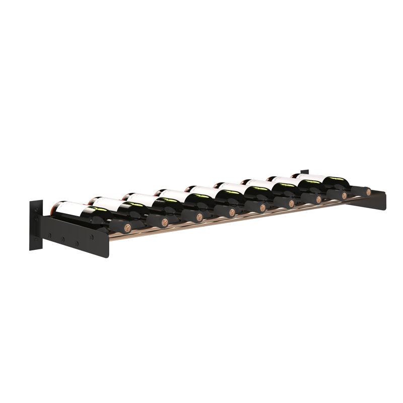 Support à vin industriel en bronze doré et noir mat 9 bouteilles Abbie-Marie - H 5 po x l 41 po, Bronze doré et noir mat